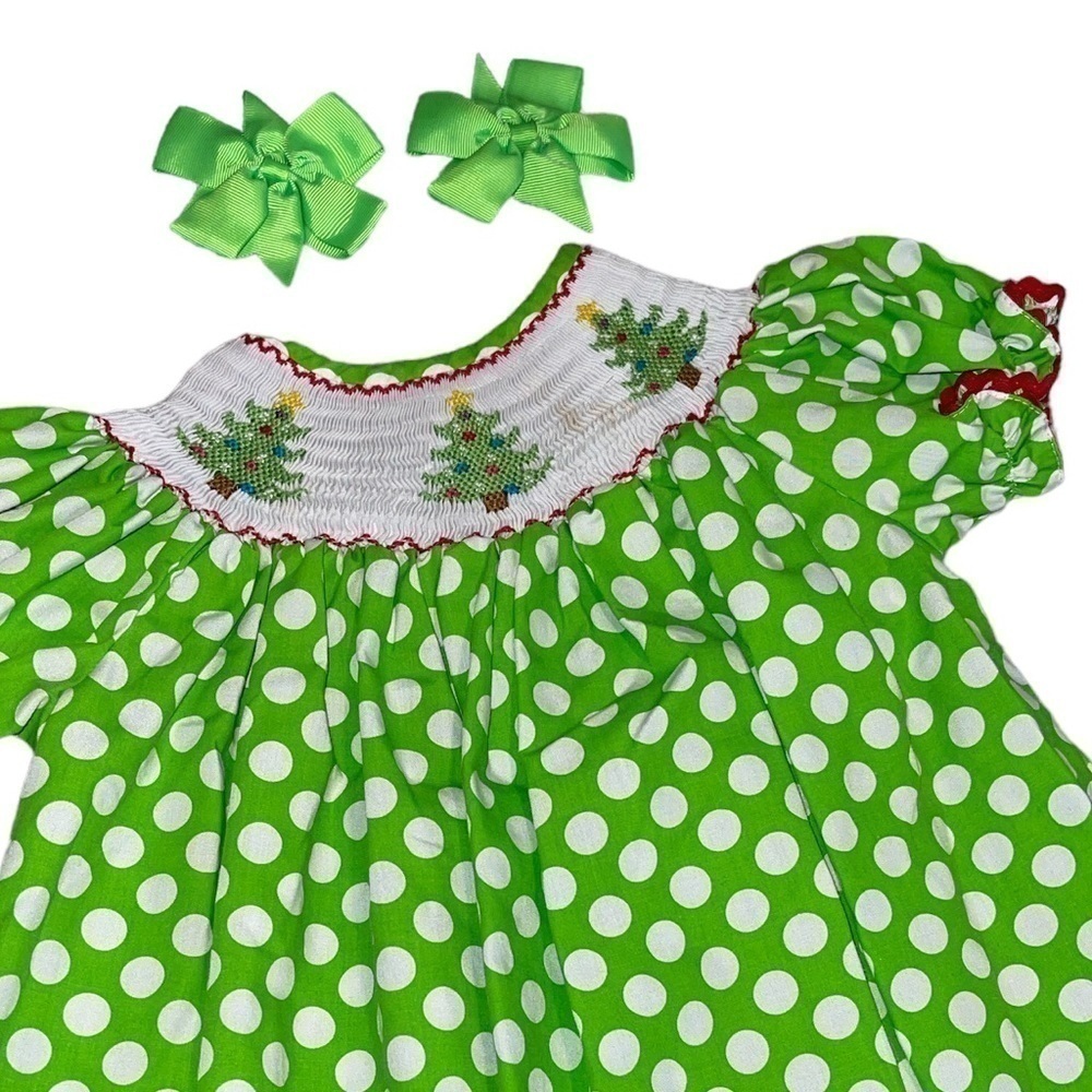 4T Christmas Smoked Dress with Bows - Picture 2 of 3